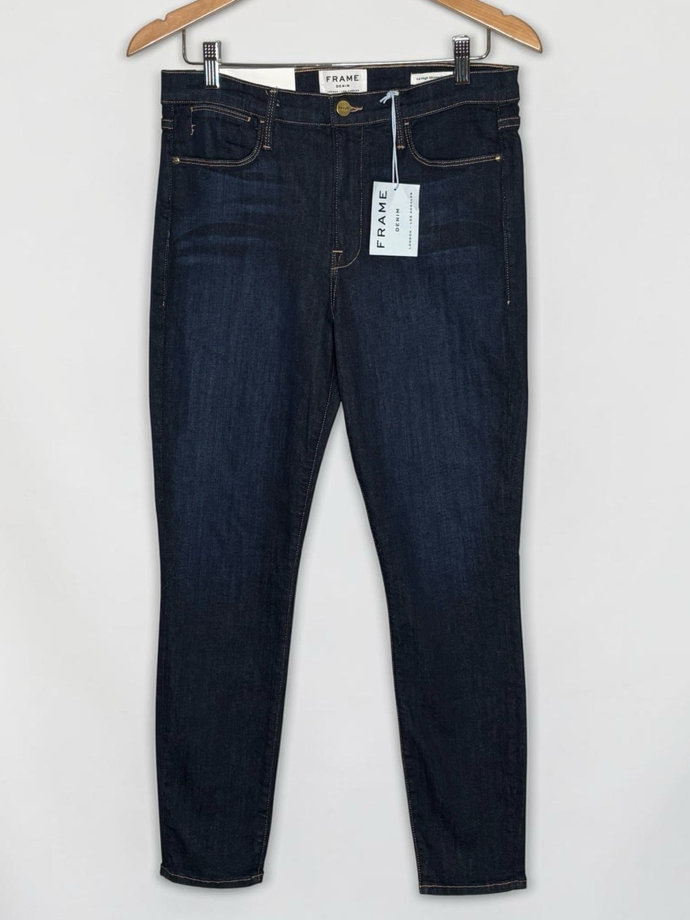 NWT FRAME Le High Skinny Crop Jeans in Dame Dark Wash • Size 31 • $258 - Picture 5 of 16